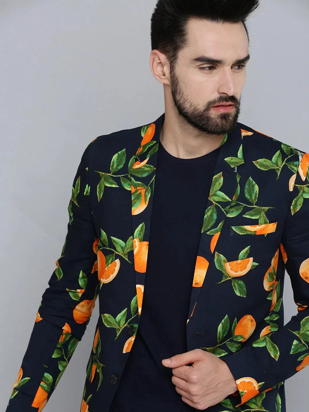 Blue Printed Blazer | Men's Nehru Jacket with Kurta - DesiQlo