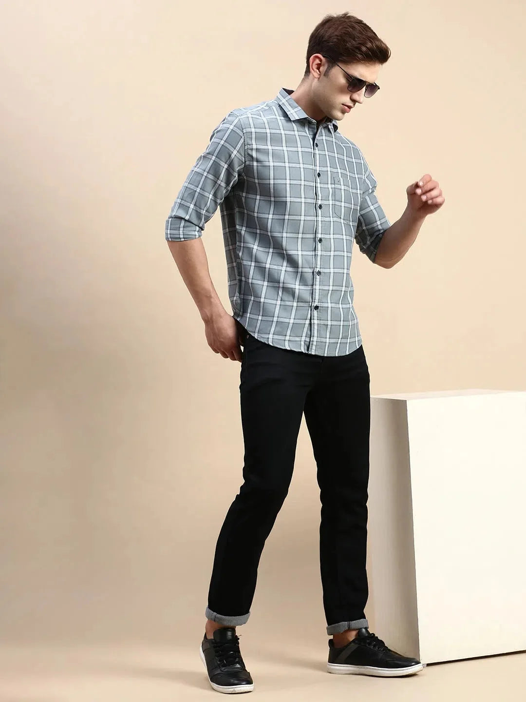Men's Green Checkered Shirt | Cotton Mens Shirt | DesiQlo