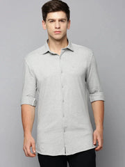 Men Grey Solid Casual Shirt-SAATVIKKNITS-4453-Greymelange