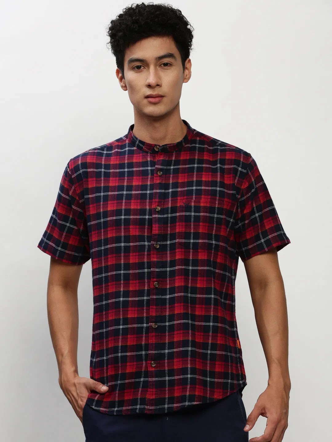 Navy Checked Cotton Mens Shirt | Casual Shirts