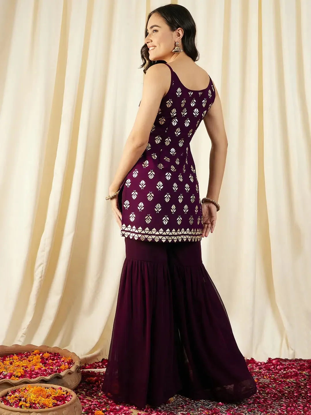 Purple Kurta with Sharara | Designer Sharara Suits for Women