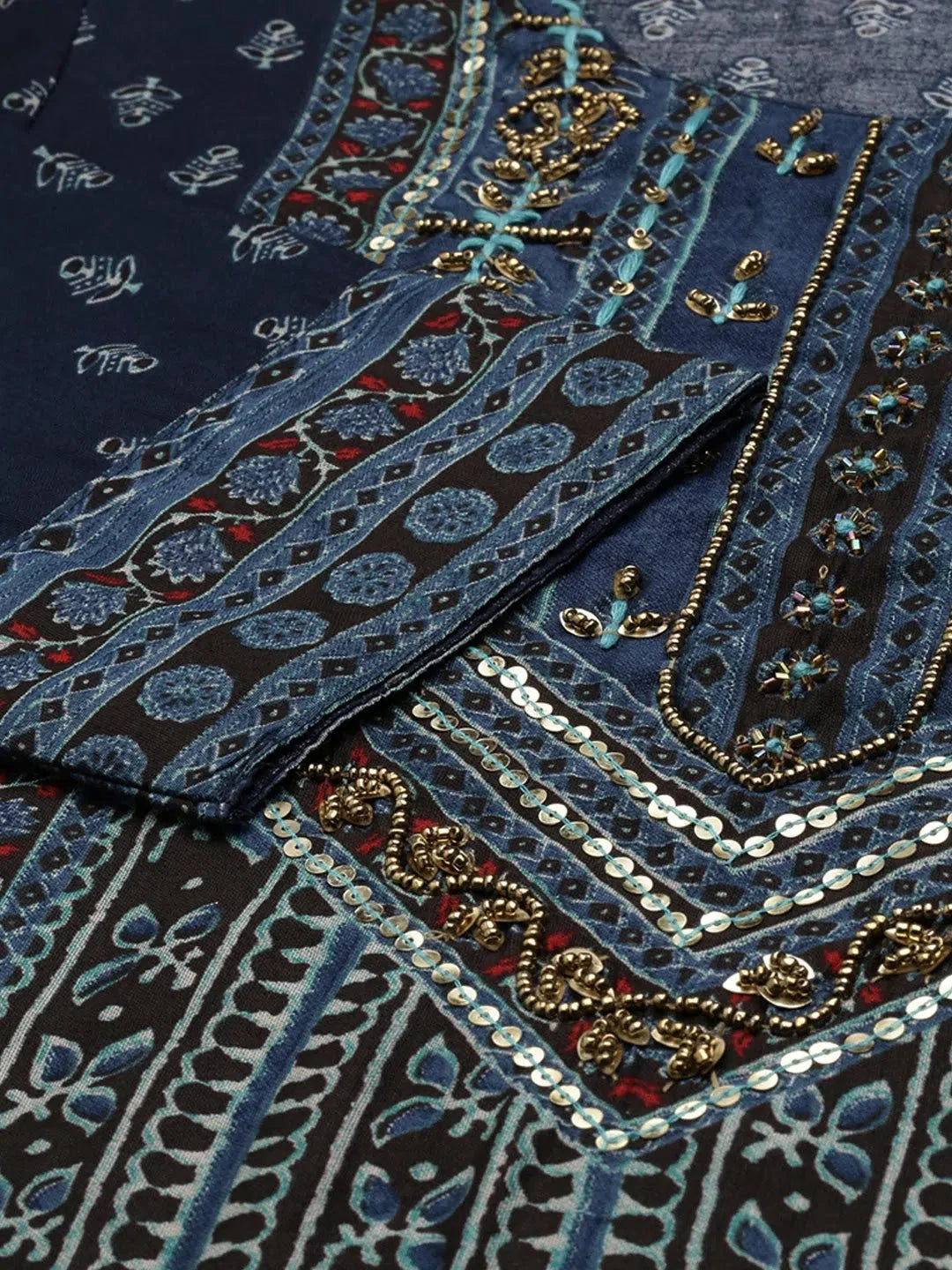 Blue Printed Kurta Set | Women's Indian Cotton Kurta Sets