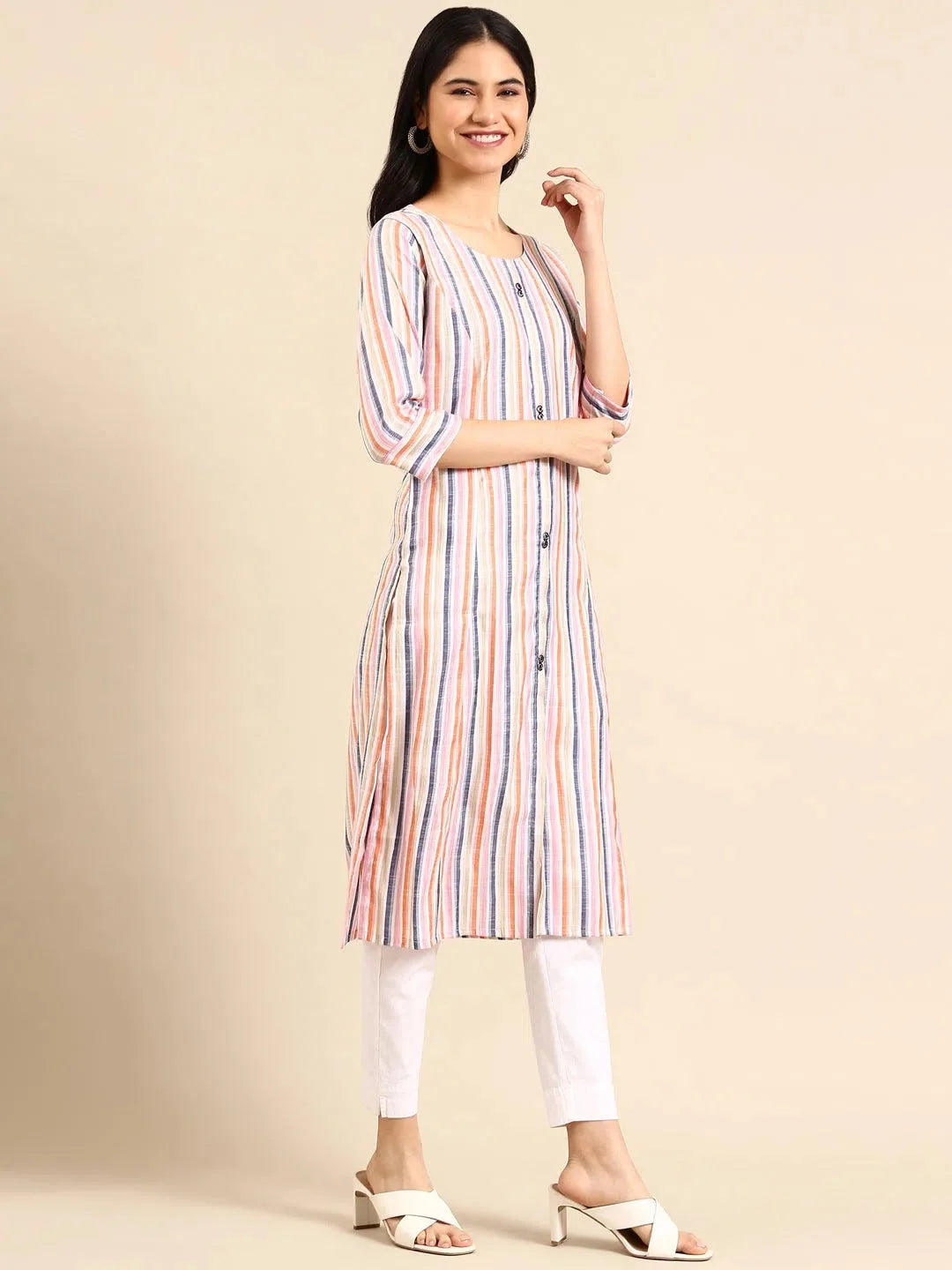 Striped Cotton Indian Kurta for Women | Stylish DesiQlo Kurti