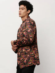 Men Black Printed Casual Blazers-SOBLZ-083-10-Black