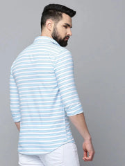 Men Blue Striped Casual Shirt-COMPACTSTRIPE-4796-Blue