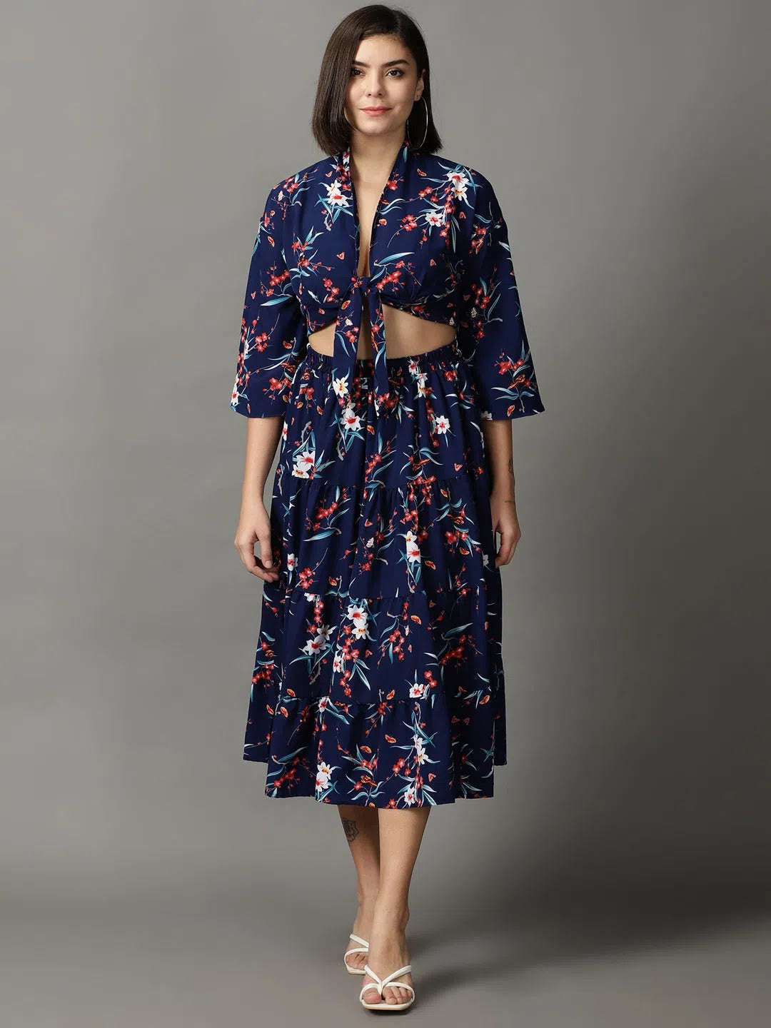 Navy Blue Printed Co Ord Sets | Women's Two Piece Sets