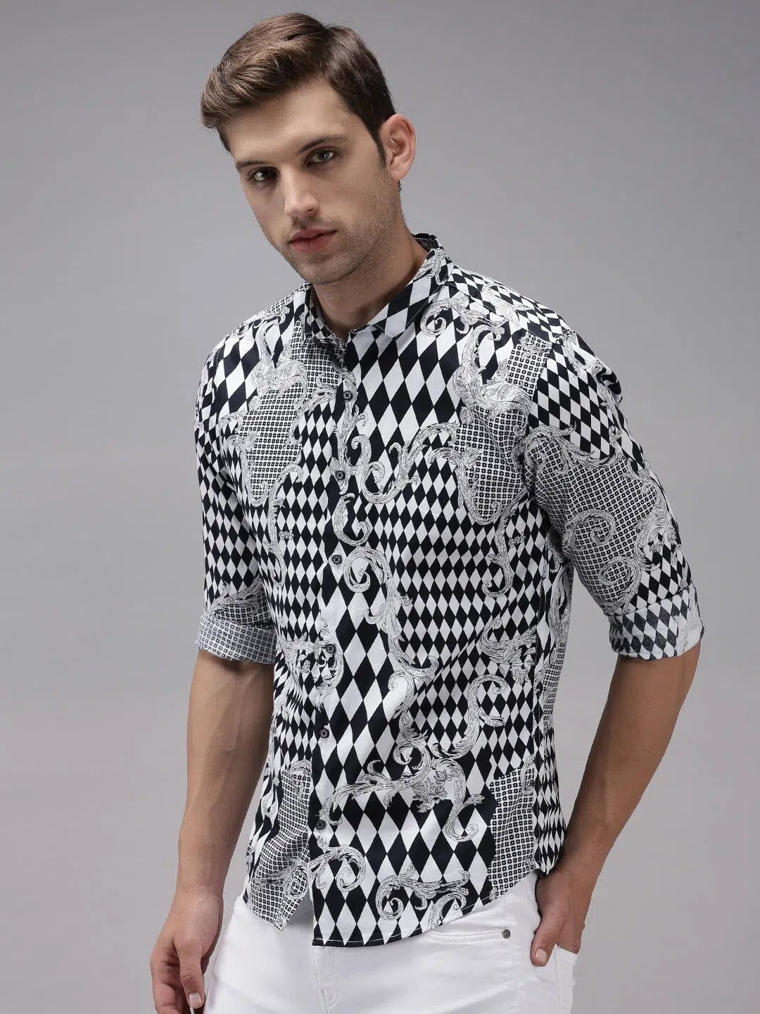 DesiQlo Black Printed Cotton Mens Shirt | Casual Style