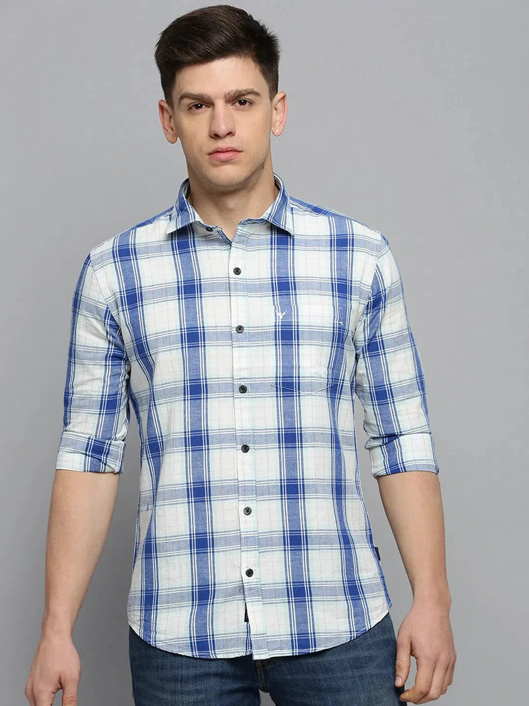 Off-White Checked Mens Shirt | Cotton Casual Shirts