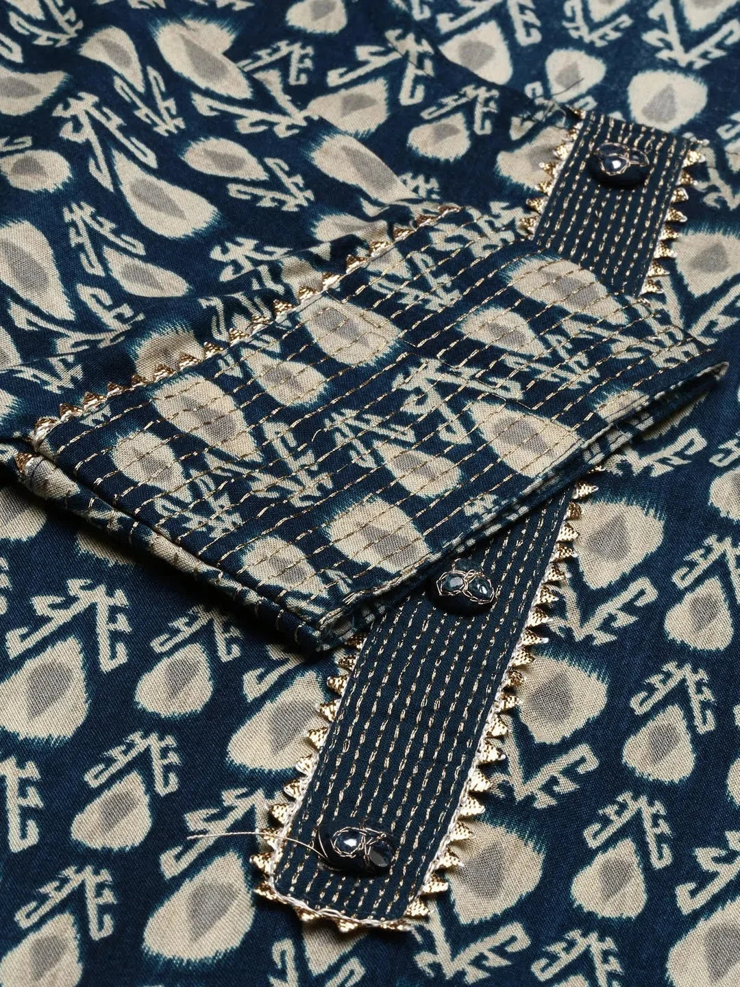 Blue Printed Indian Kurta - Stylish Kurtas for Women by DesiQlo