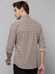 Men Beige Printed Casual Shirt-TVSPRINT-4860-Beige