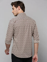Men Beige Printed Casual Shirt-TVSPRINT-4860-Beige