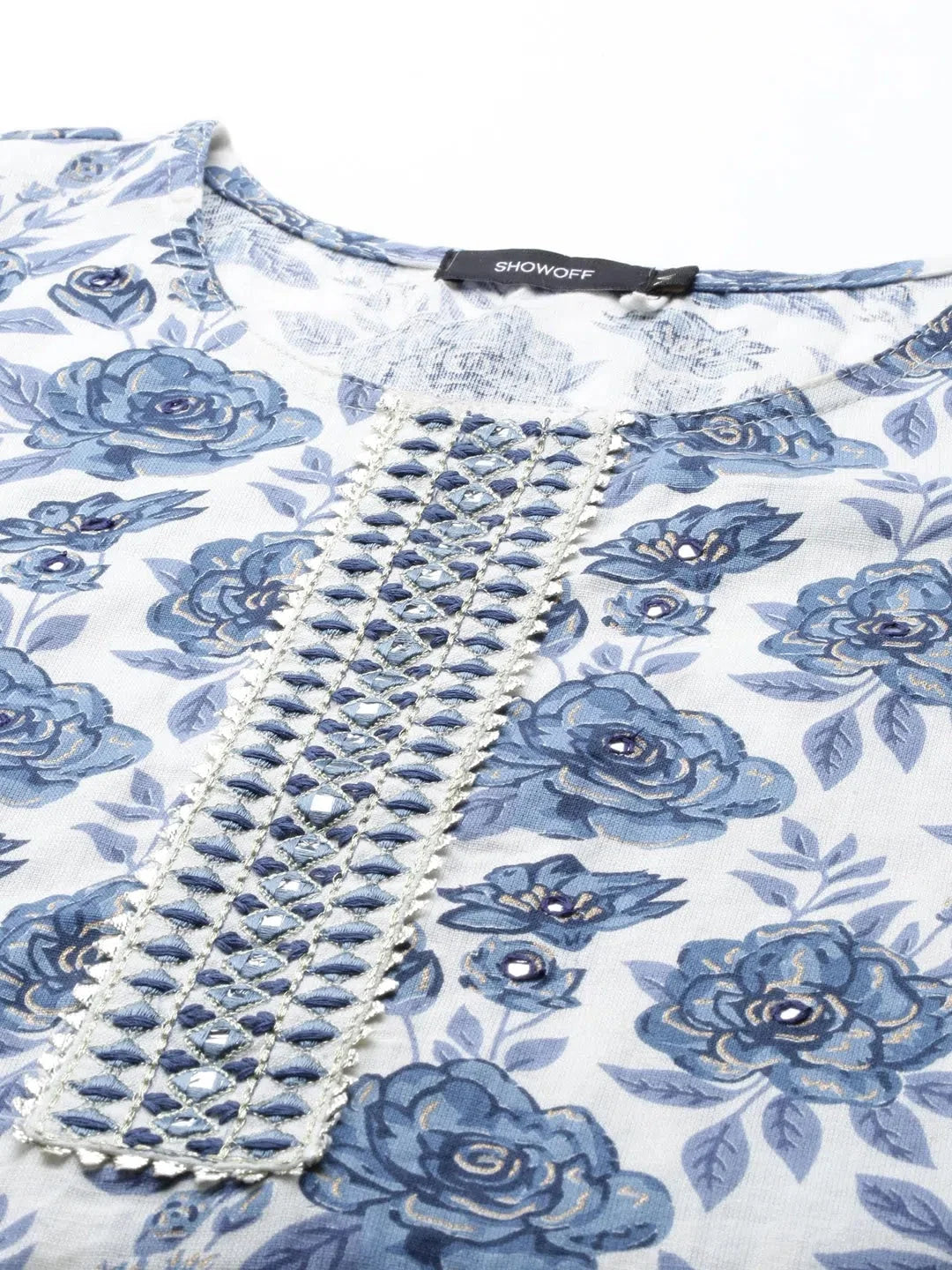 White Printed Indian Kurta for Women | Cotton Kurtis Online