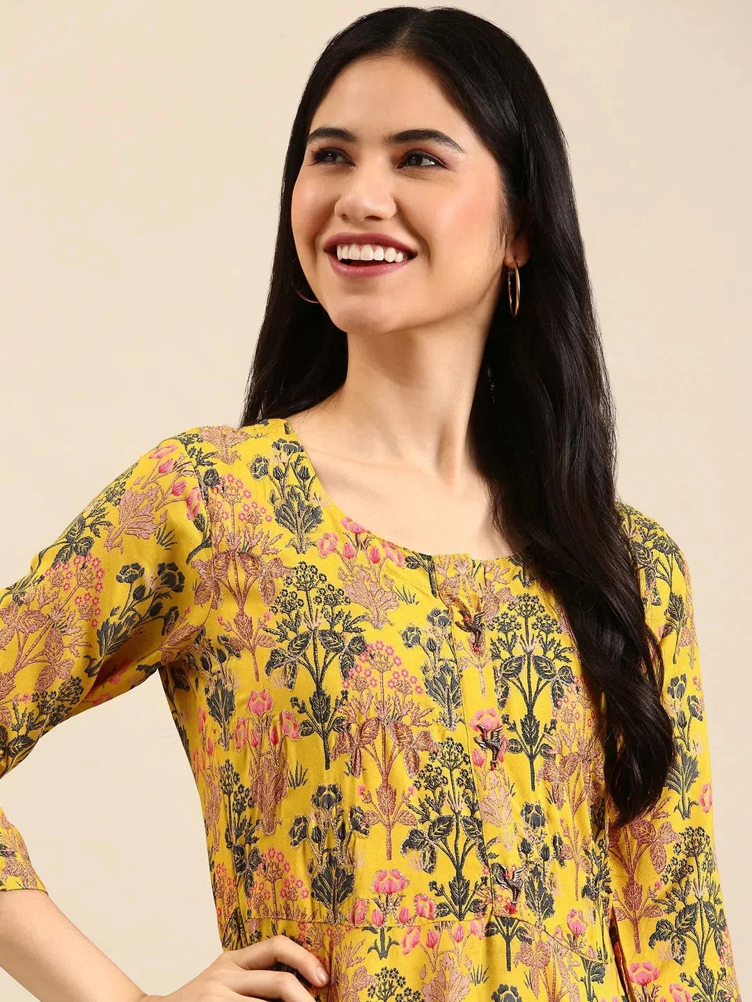 Yellow Embellished Anarkali Kurta | Women's Anarkali Gown
