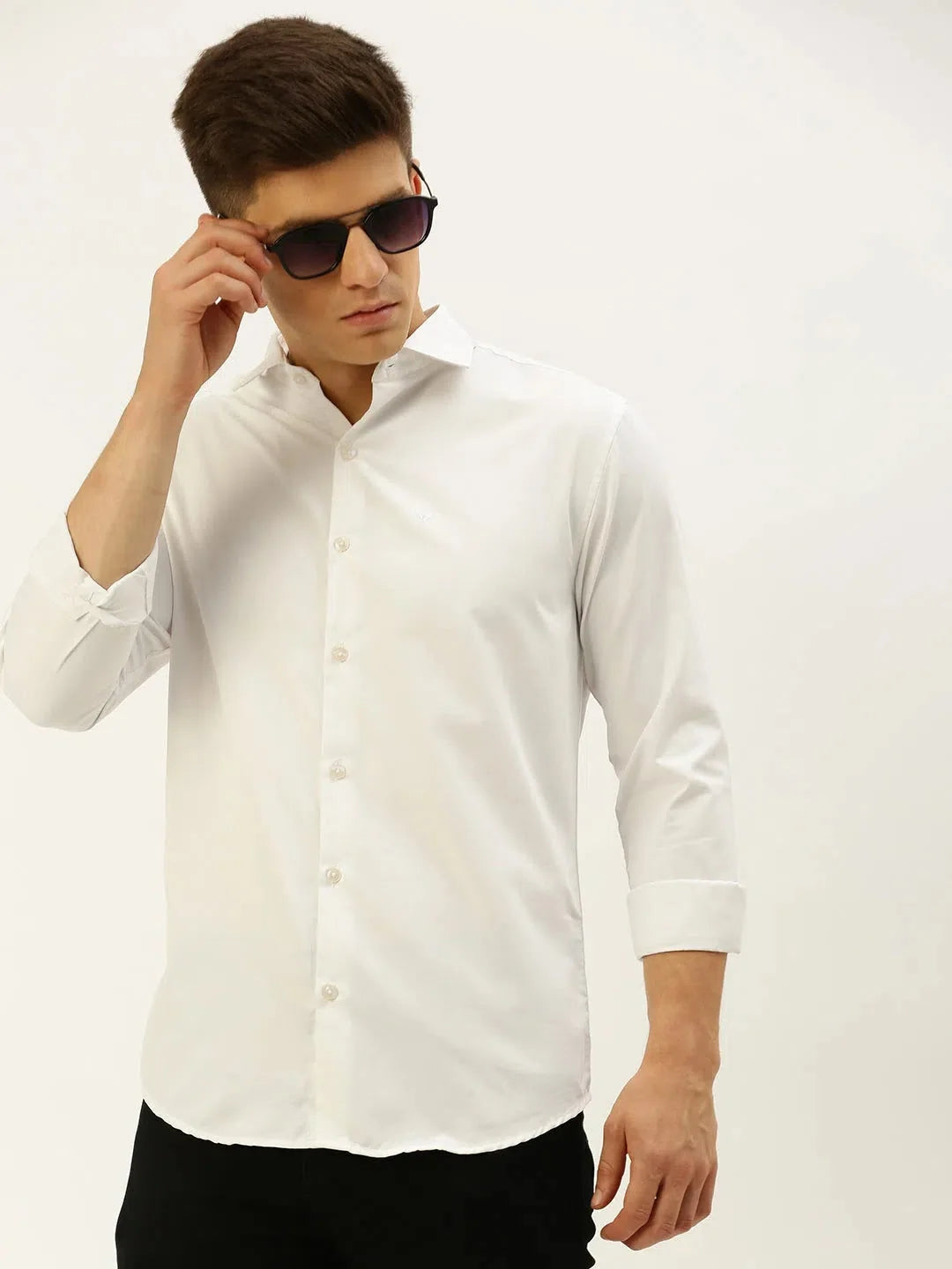 Men's White Solid Cotton Shirt | Classic Casual Style