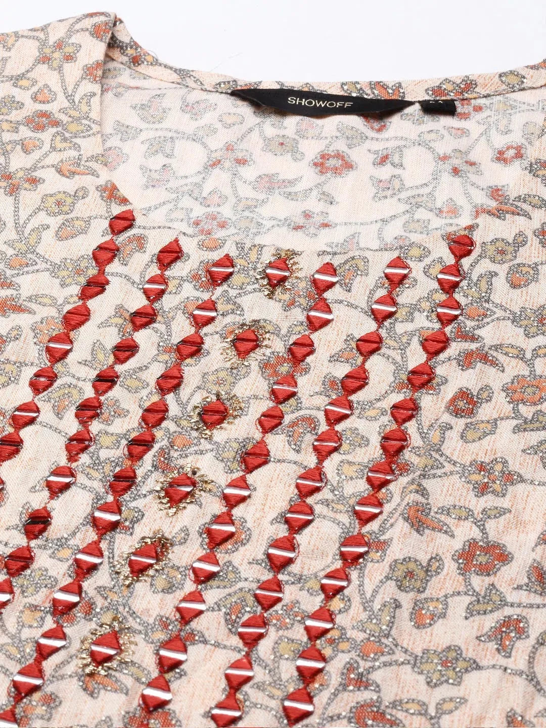 Peach Floral Women's Kurta Set | Cotton Indian Kurta Sets