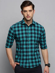 Men Navy Checked Casual Shirt-BOXERCHECKS-3346-Navyblue