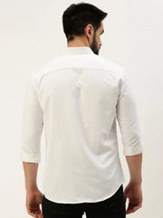 Men White Solid Casual Shirt-PARXPLAINDOBBY-3151-White