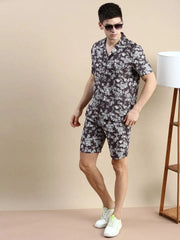 Men Grey Printed Casual Co ord Set-BLACKBERRY-1673-Taupe