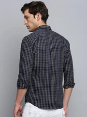 Men Black Checked Casual Shirt-SOMNIUMCHECKS-2005-Black