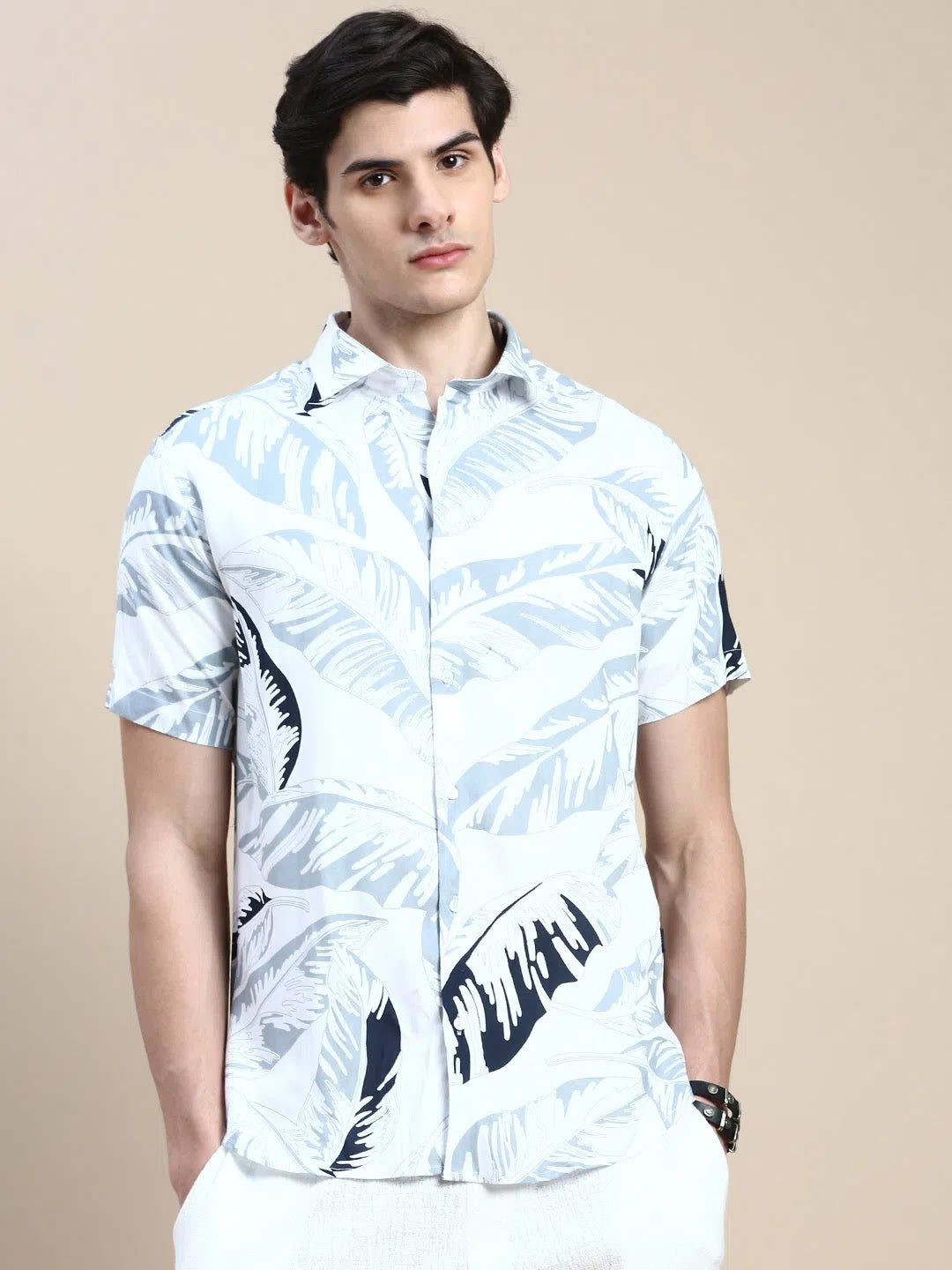 White Graphics Cotton Shirt for Men | Casual Mens Shirt