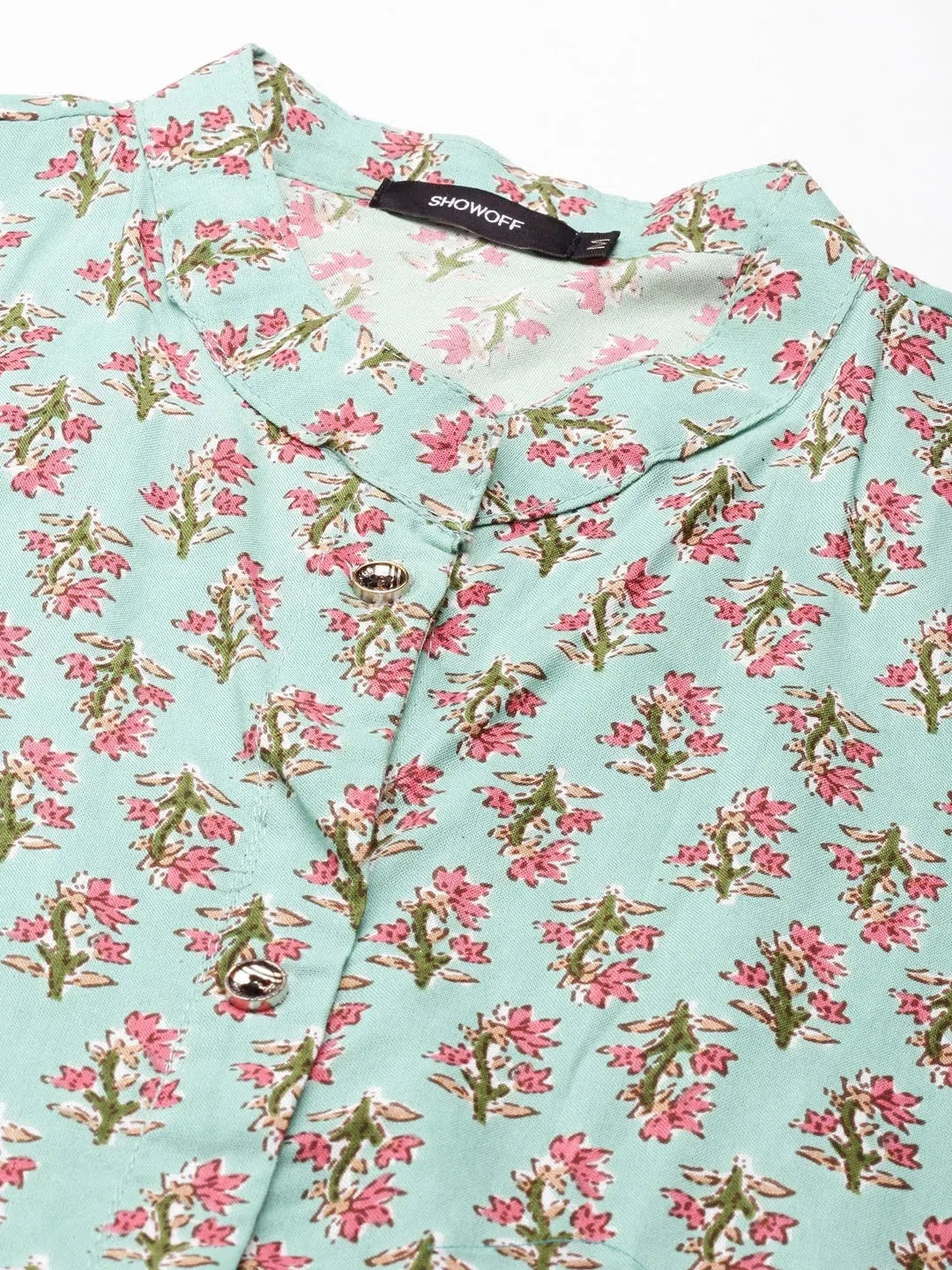 Sea Green Printed Kurta - Women's Cotton Indian Kurta Online