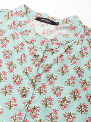 Women's Sea Green Printed Straight Kurta-GW-500-Seagreen