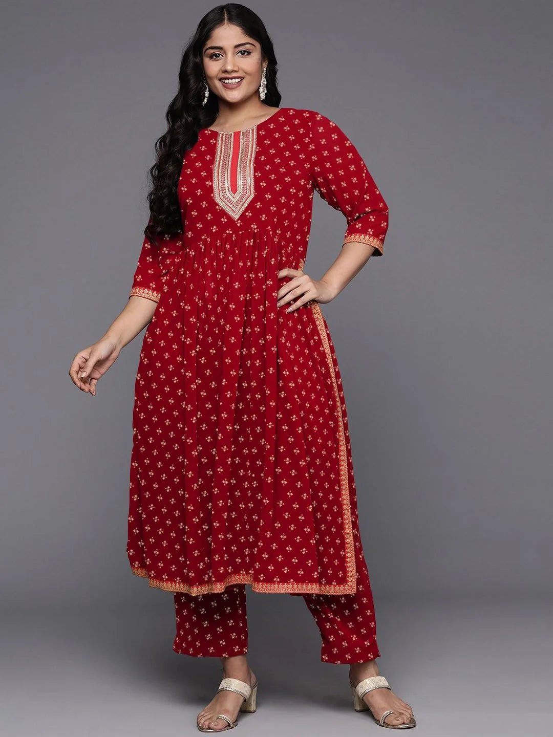 Floral Printed Kurta Set | Women's Indian Kurta Sets Online - Style 1