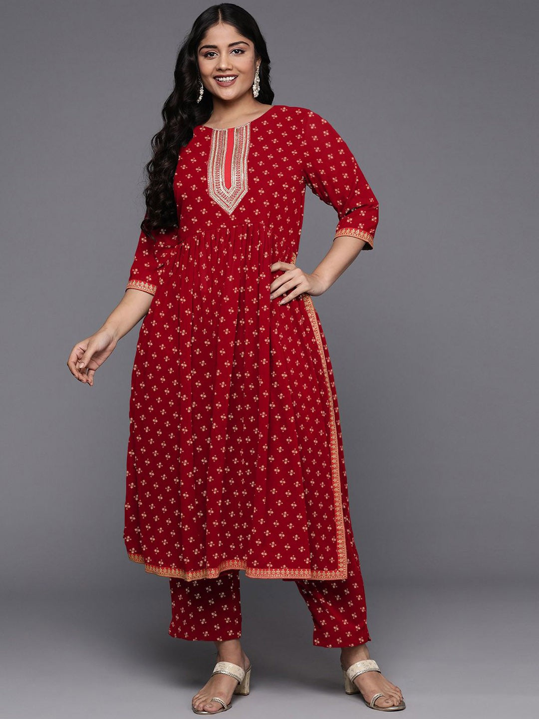 Floral Printed Kurta Set | Women's Indian Kurta Sets Online - Style 1