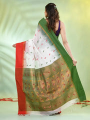 Maroon Cotton Saree With Zari Borders-MA64BCT401190050