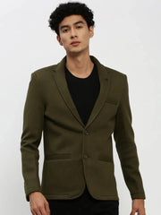 Men Green Solid Blazer-AR-57-Olive