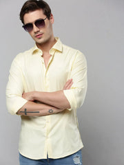 Men Yellow Solid Casual Shirt-SAGARPLAIN-4565-Yellow