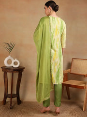 Women Cream Cotton Blend Embroidered Straight Kurta Pant Set
