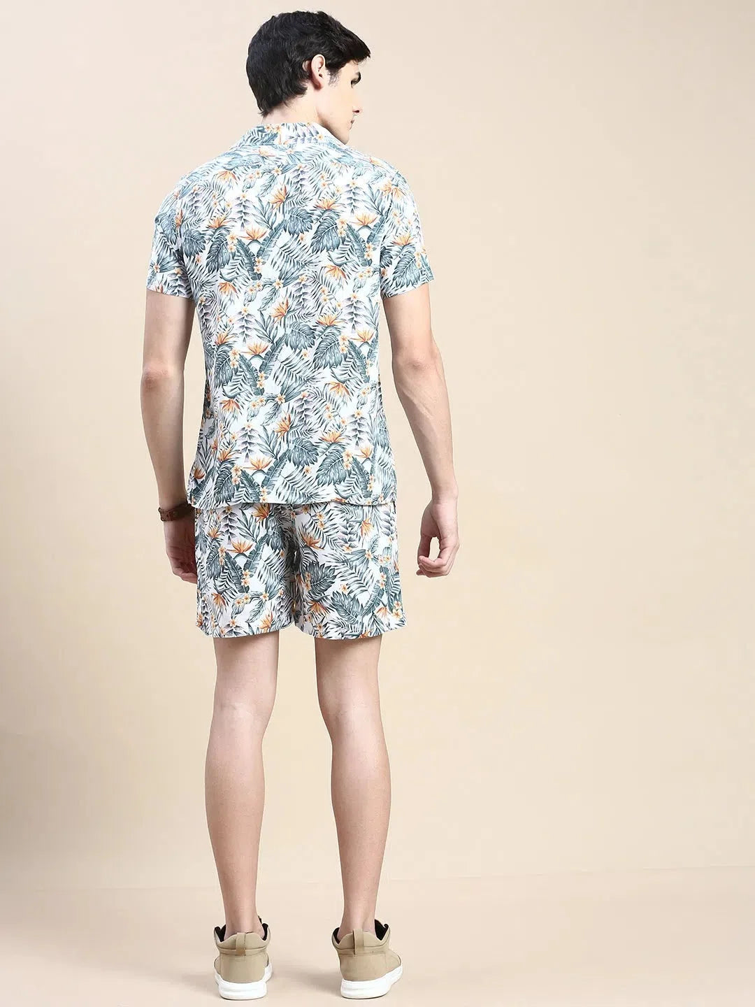 Men's White Printed Casual Co ord Set | Two Piece Sets for Men