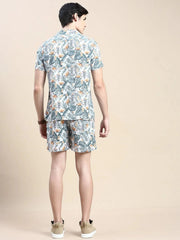 Men White Printed Casual Co ord Set-AM-95-5-White