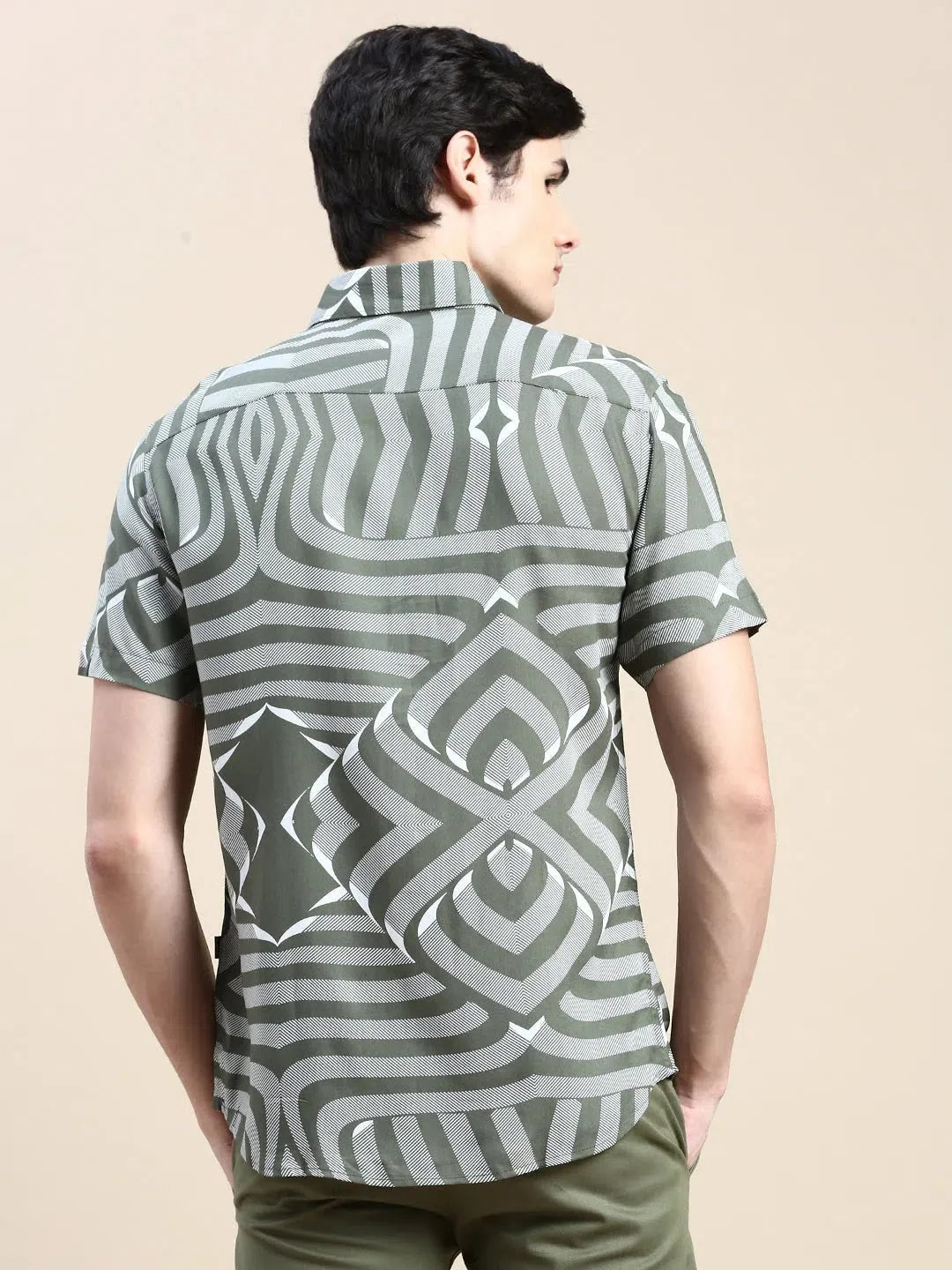 Green Graphic Mens Shirt | Cotton Casual Printed Shirt