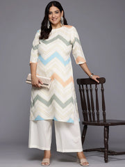 Plus Size Chevron Printed Crepe Kurta-AP-AHKUCRDP-1127