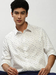 Men White Printed Casual Casual Shirts-YAYIN-1578-White