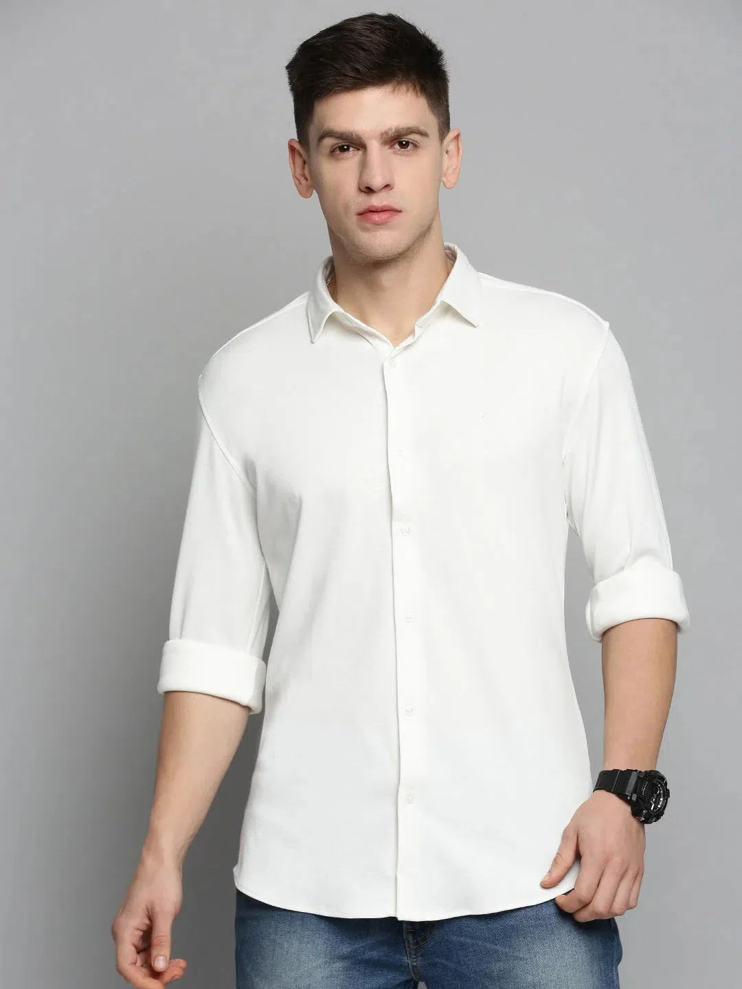 Men's White Shirt - Solid Cotton Casual Shirt | DesiQlo