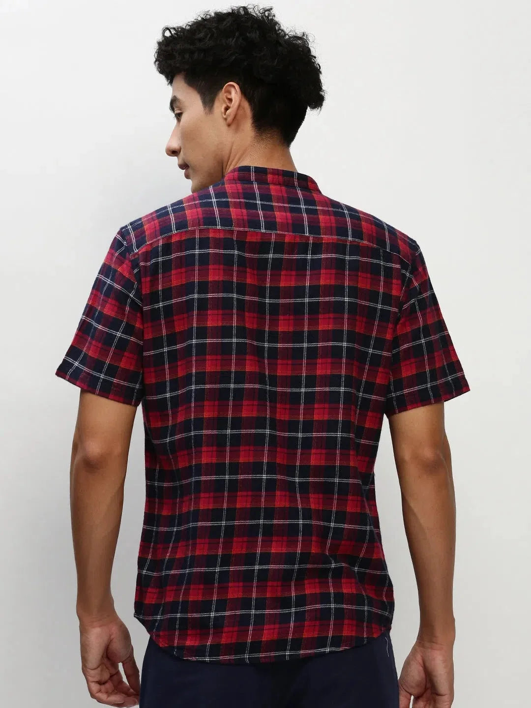 Navy Checked Cotton Mens Shirt | Casual Shirts