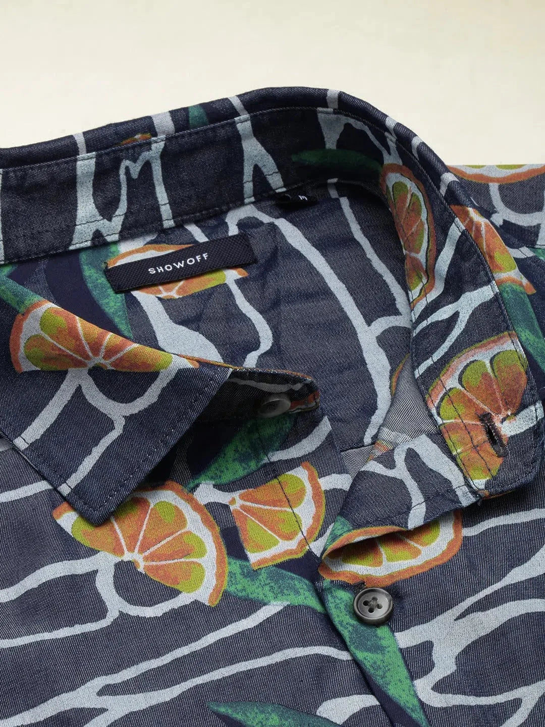 Navy Printed Mens Shirt - Cotton Formal Shirts | DesiQlo