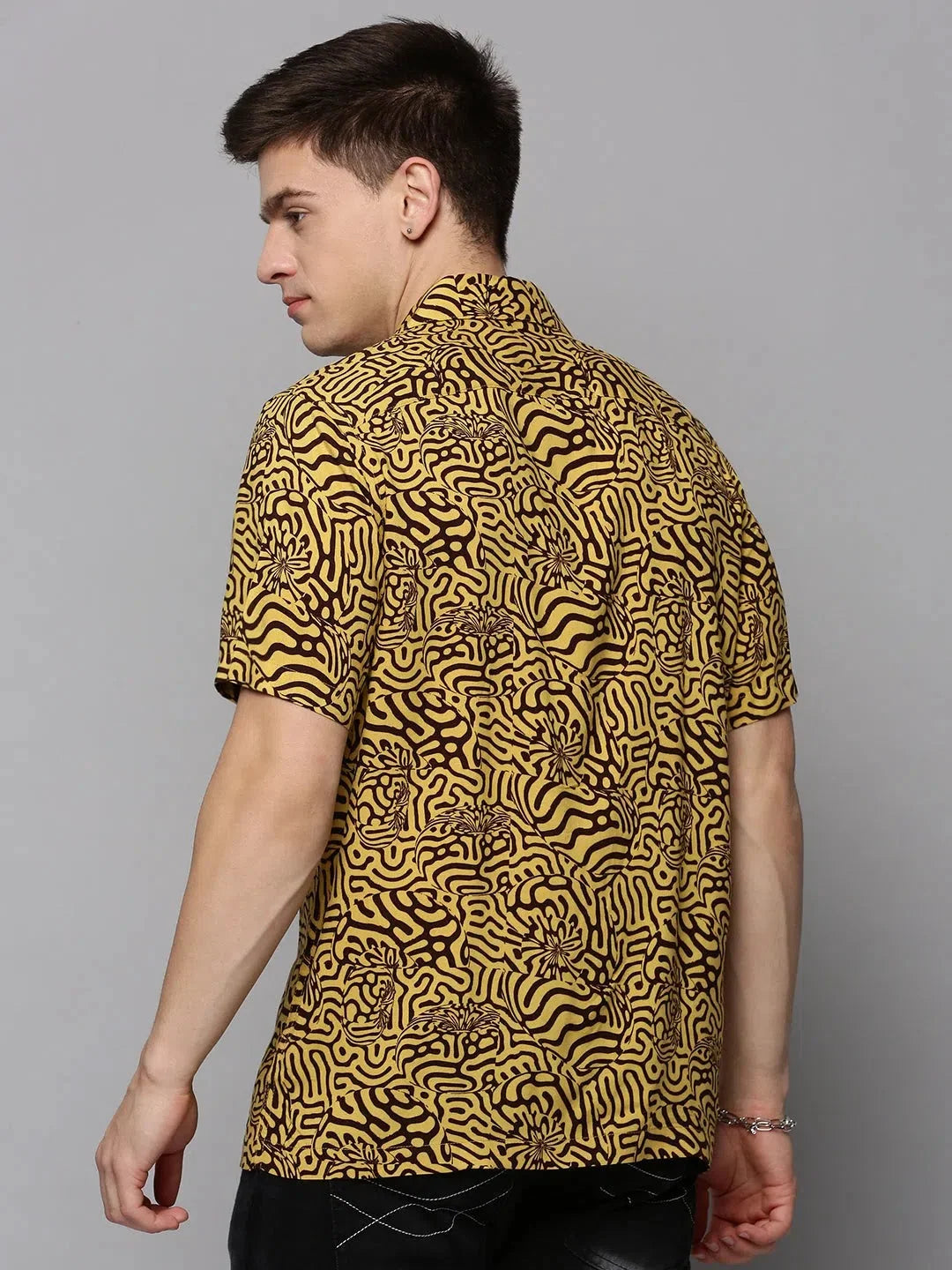 Yellow Printed Shirt for Men - Casual Viscose Shirt | DesiQlo