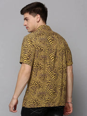 Men Yellow Printed Casual Shirt-RESORTPRINT-3175-Yellow