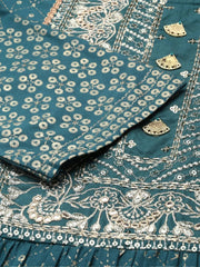 Women's Teal Printed Kurta Set-BCSK-1525-Teal