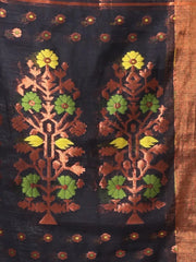 Black Cotton Saree With Ethnic Motifs-MA66BCT431080056