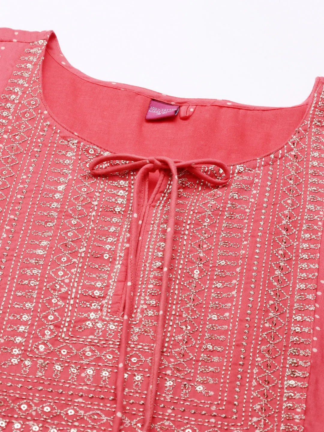 Pink Printed Kurta - Cotton Indian Kurta Ladies - DesiQlo