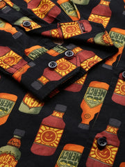 Men Black Printed Casual Shirt-ELICAPRINT-4823-Black