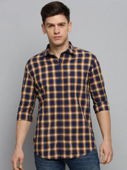 Men Navy Checked Casual Shirt-DALTONCHECKS-4088-Navyblue