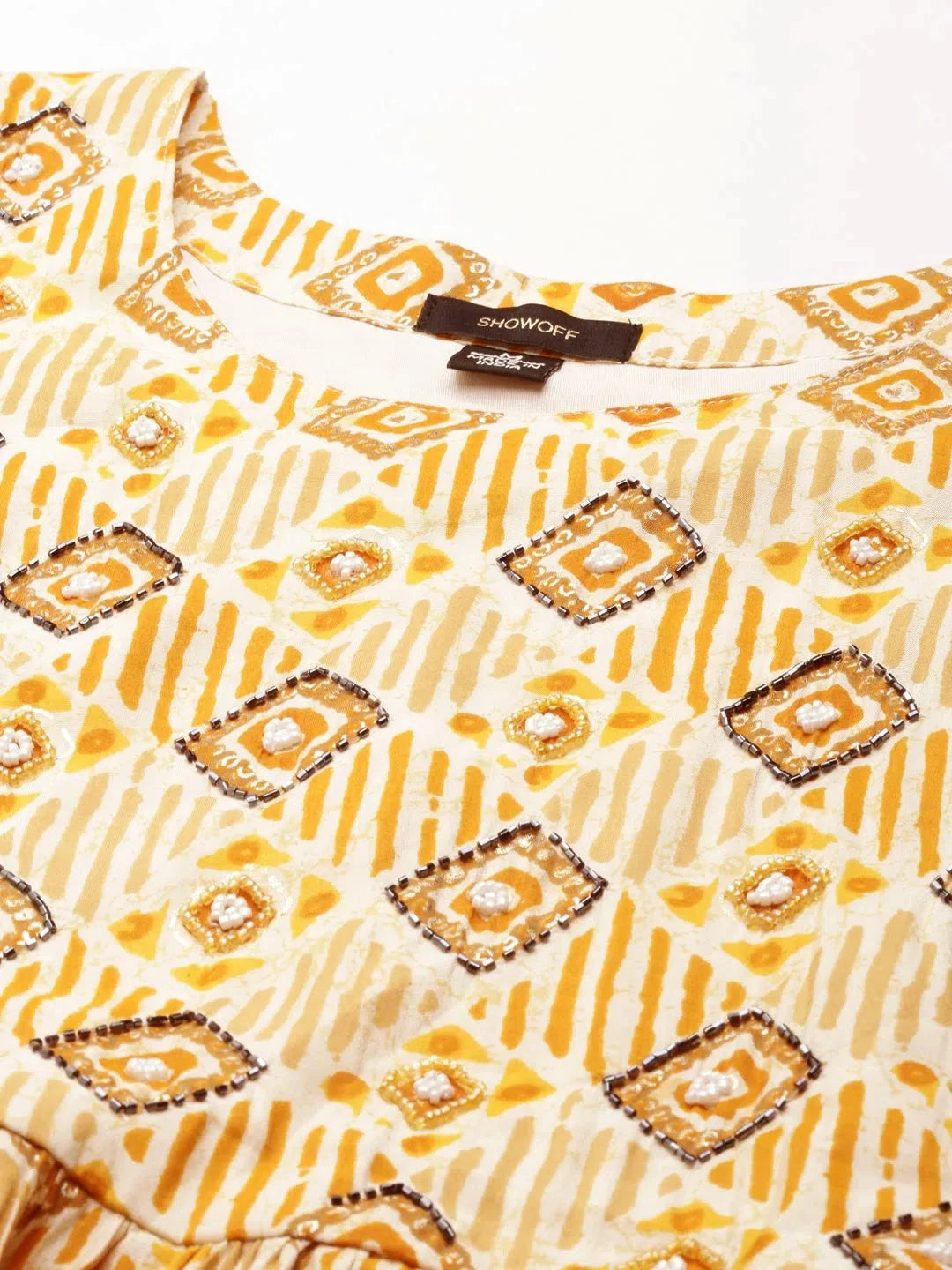 Yellow Geometric Print Women's Kurta Set | Designer Kurta Sets
