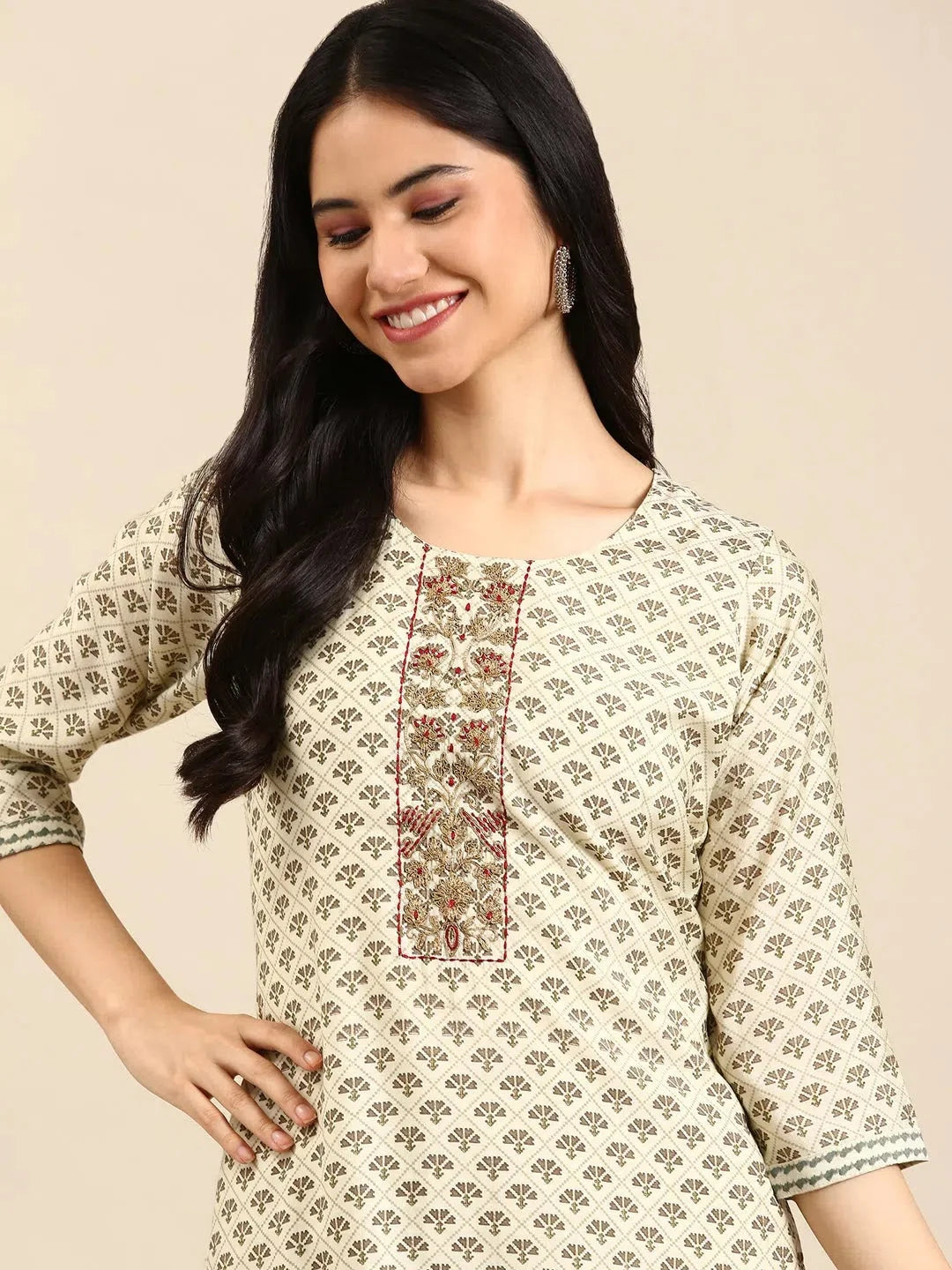 Green Printed Kurta Set | Women's Indian Kurta Sets
