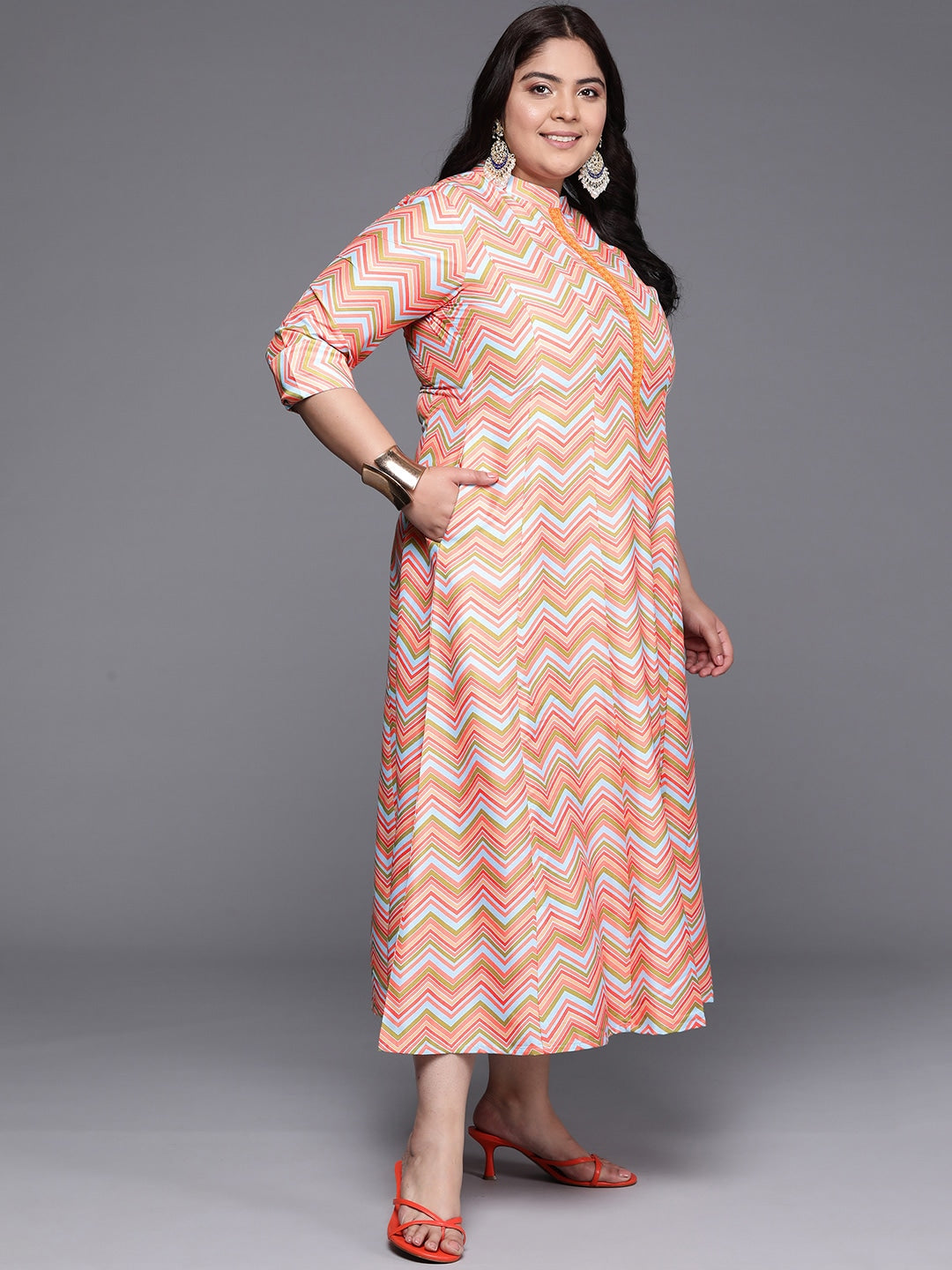 Chevron Print Midi Dress | Plus Size Indian Dresses Online